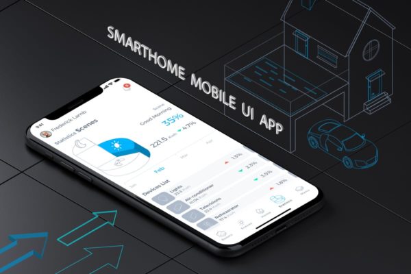 智能家居APP应用UI设计模板V7 Smart Home Mobile Ui 7 &#8211; TH