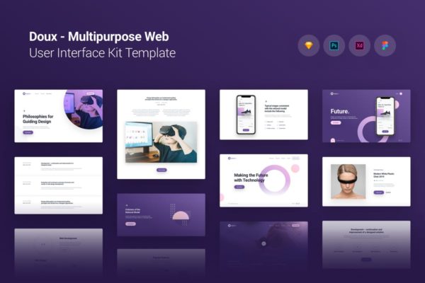 创意电子产品品牌网站设计UI套件 Doux Multi-purpose Web UI UX Kit Template Theme