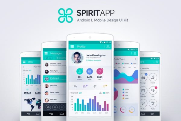 社交媒体主题基础APP应用UI套件 SpiritApp White &#8211; Android Mobile Design UI Kit