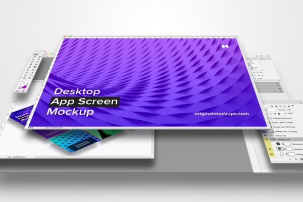 桌面应用程序设计屏幕预览样机01 Desktop App Screen Mockup 01