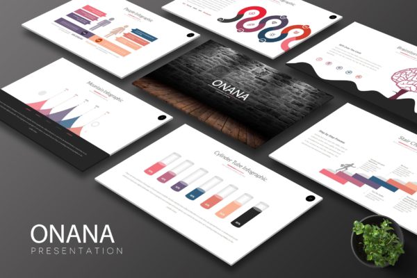 创意信息图表企业介绍谷歌幻灯片设计模板 Onana Google Slides