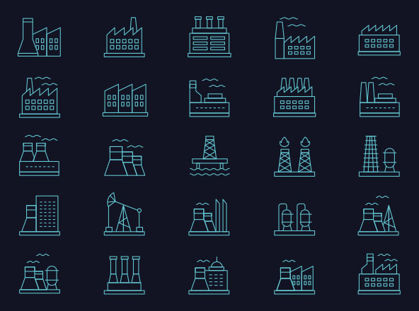 25枚建筑线性图标设计素材 25 Free Industry Icons
