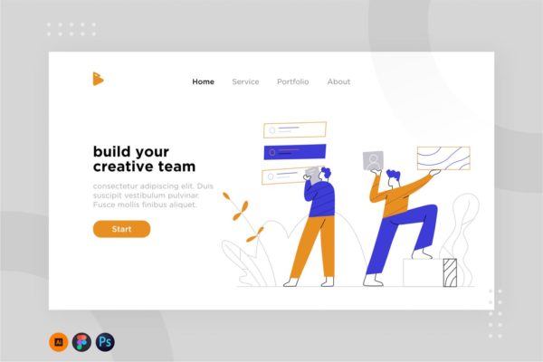 团队协作网站设计概念插画设计素材 Team work illustration for website 1.2