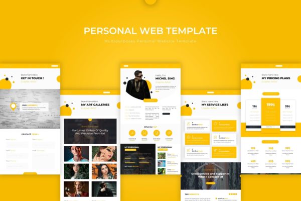 橙色设计风格设计师网站PSD模板 Personal | PSD Web Template