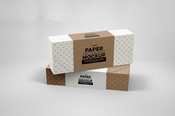 带纸套包装盒设计图样机模板 Paper Boxes with Sleeve Mockup
