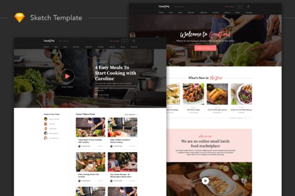 美食&amp;菜谱主题网站UI设计套件 