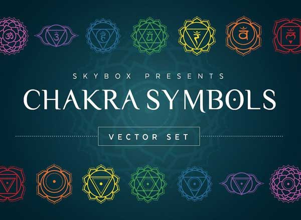 瑜伽精神文化符号矢量图形素材 Chakra Symbols Vector Set