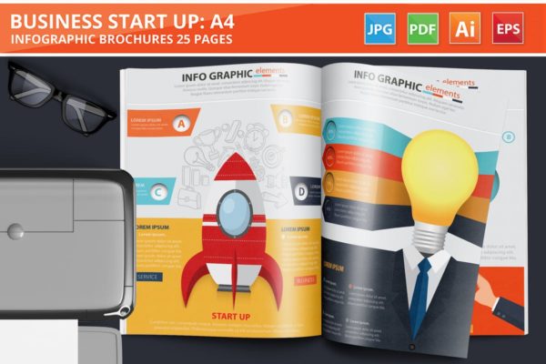 25页商业项目启动信息图表设计模板 Business Start Up Infographic Design 25 Pages