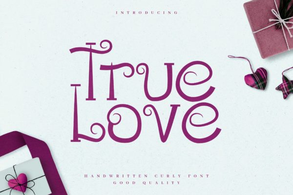 浪漫主义风格英文无衬线装饰字体16图库精选 True Love &#8211; Curly Valentine Font