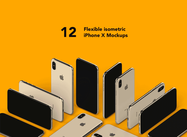 16图库下午茶：质感超强的多角度iPhone X APP UI设计展示模型Mockups下载[PSD]