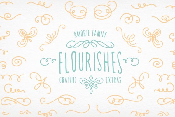 装饰元素图案字体下载 Amorie Font Elements &#8211; Flourishes