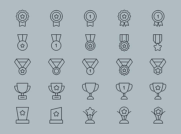 25枚奖章奖杯矢量图标素材 25 Vector Reward Icons