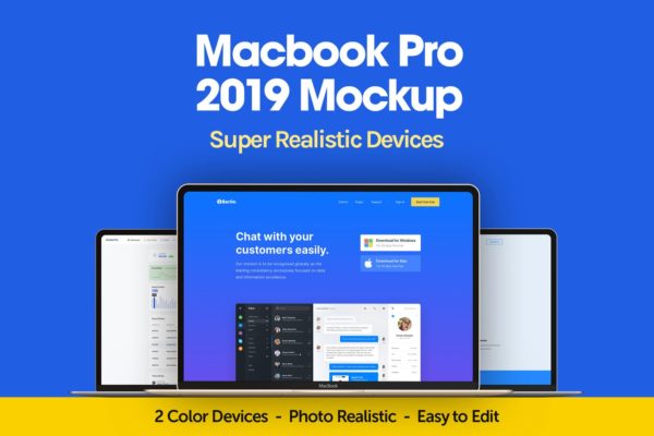 2019款MacBook Pro笔记本电脑屏幕预览样机 Macbook Pro 2019 Mockup