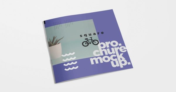 方形小册子宣传册封面&amp;内页版式设计效果图样机 Square Brochure Mockups