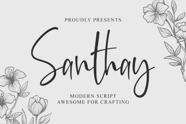 现代钢笔书法英文字体聚图网精选 Santhay &#8211; Modern Script Font