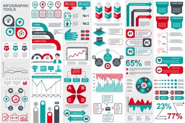 市场业务数据统计演示信息图表幻灯片设计素材 Presentation Infographic Elements Template