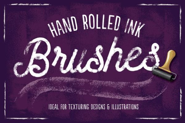 墨辊印刷效果AI笔刷 Hand Rolled Ink Brushes