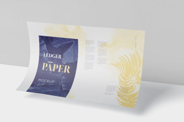 印刷品设计效果图样机16设计网精选模板 Ledger Paper Mockup &#8211; 17&#215;11 Inch Size