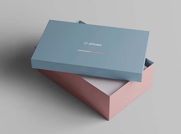 高端女鞋鞋盒外观设计图素材中国精选模板 Shoe Box Mockup