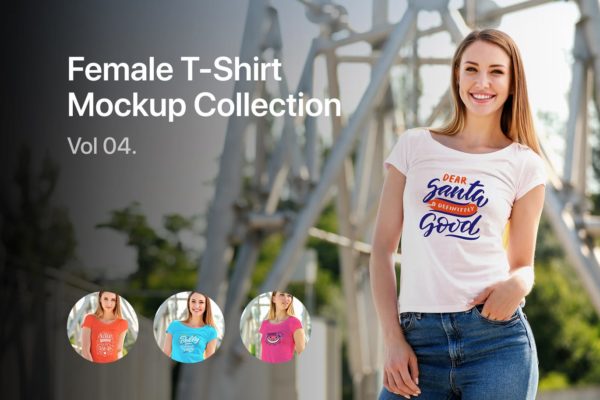 女士T恤服装设计模特上身效果图样机合集 Female T-Shirt Mockup Collection