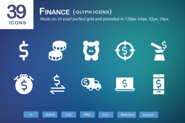 39个金融象形图标 39 Finance Glyph Icons