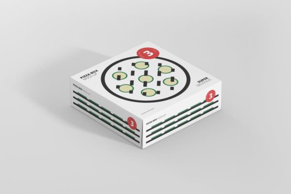 披萨外卖外带包装盒样机 Pizza Box Mockup &#8211; Triple Pack