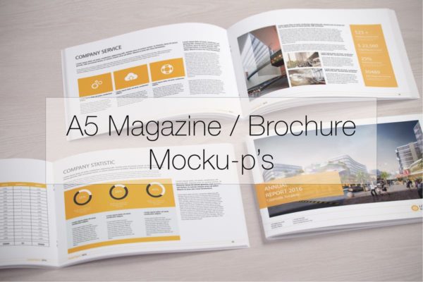 A5规格杂志画册样机模板 A5 Magazine / Brochure Mock-up&#8217;s