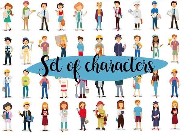 40+卡通职业形象矢量图标 Set of characters