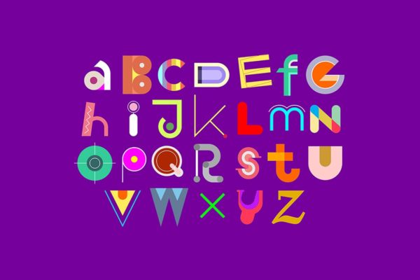 多彩创意花式英文字母设计素材 Colorful Font Design