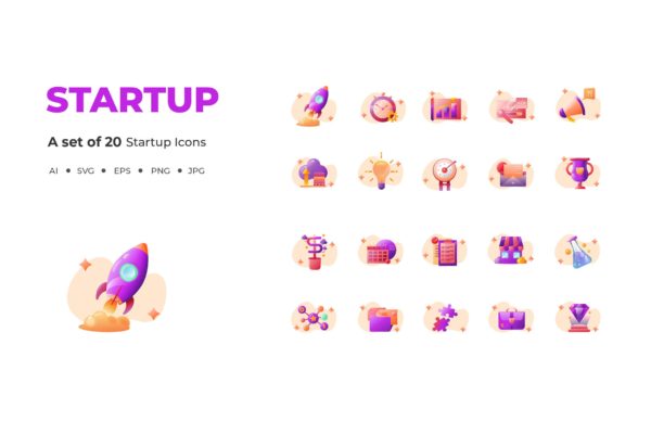 20枚Startup启动矢量图标素材 20 Startup Icons