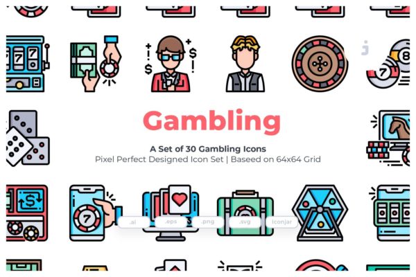30枚赌场博彩主题矢量16设计素材网精选图标 30 Gambling Icons