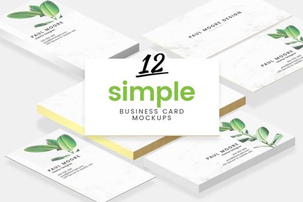 12款简约风企业名片样机模板 12 Simple Business Card Mockups