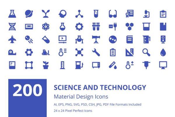 200枚自然科学与科技主题图标素材 200 Science and Technology Icons
