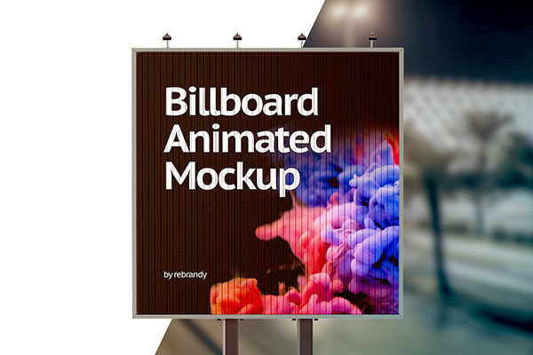 户外广告牌动态展示样机下载 Billboard Animated Mockup [psd,mp4]
