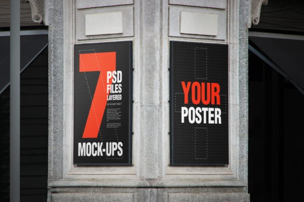 城市海报广告牌展示样机素材天下精选模板 Urban Poster Billboard Mock-up