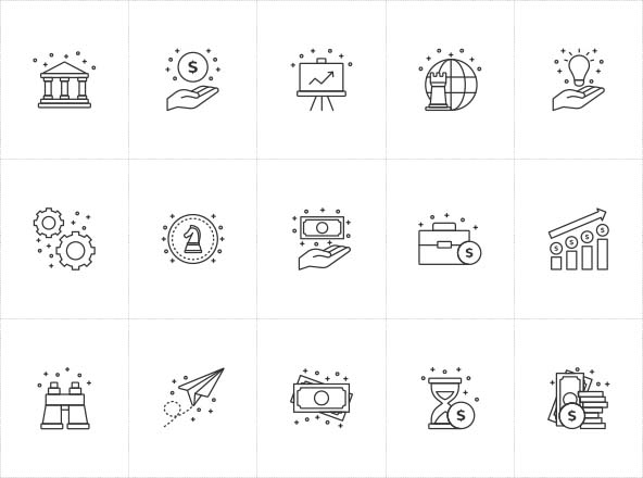 商务主题矢量线性16图库精选图标 Vector Business Icons
