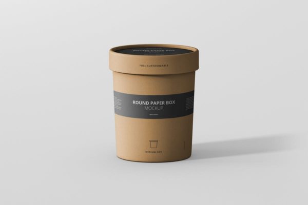 茶叶/咖啡中等尺寸纸筒包装样机模板 Paper Box Mockup Round &#8211; Medium Size