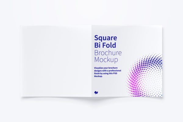 方形双折页企业宣传册＆传单设计效果图样机03 Square Bi Fold Brochure Mockup 03