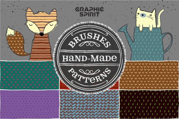 艺术笔画和纹理AI笔刷、纹理素材 Illustrator Brushes and Patterns Set