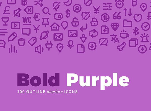 100个紫色风格线框图标集 100 Bold