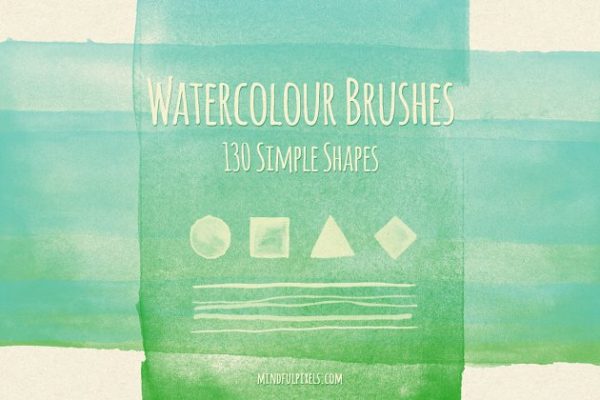 简约水彩图形PS笔刷v1 Watercolor Brushes Vol. 1