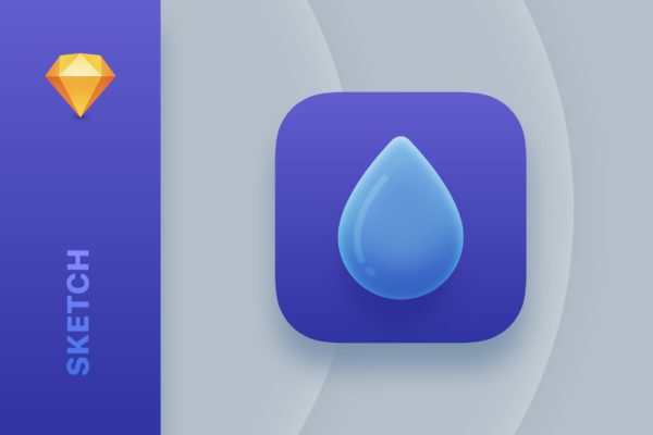 简约水滴APP应用16素材精选图标SKETCH模板 Droplet — Modern iOS Sketch App Icon
