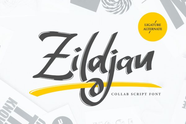 扁头画笔英文笔刷书法字体下载 Zildjan | Script Brush Font