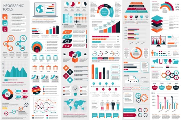信息数据统计分析信息图表灯片设计元素 Infographic Elements