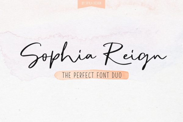英文钢笔签名字体16图库精选&amp;大写字母正楷字体16图库精选二重奏 Sophia Reign signature font duo