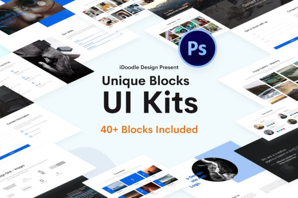 创意网站功能区块/版块UI设计PSD模板 Blocks Creative UI Kits PSD Template
