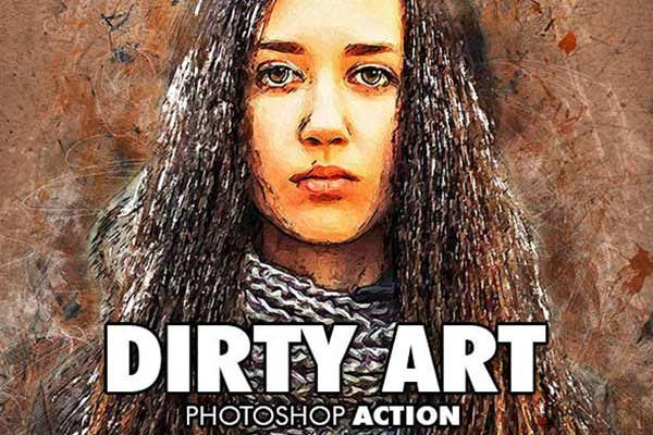 肮脏水彩艺术效果的PS动作预设 Dirty Art Photoshop Action