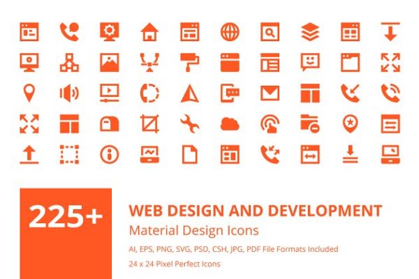 225+网页设计＆开发图标素材 225+ Web Design and Development Icon