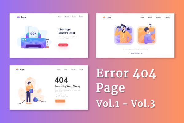 创意404网站错误页面设计PSD模板合集v1-3 Error 404 Page Vol.1 &#8211; 3