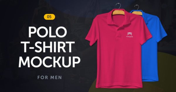 男士Polo衫服装设计效果图样机v5 Polo T-Shirt Mockup 5.0